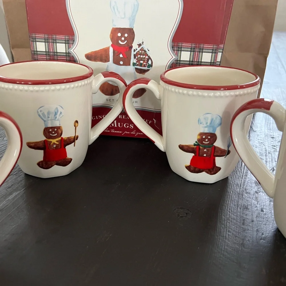 Vintage Williams Sonoma gingerbread chef mug set of 4.